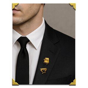 Vintage SIGNED Karl Lagerfeld Rococo Table & Chair Louis XV Lapel Pins: 2 Pieces